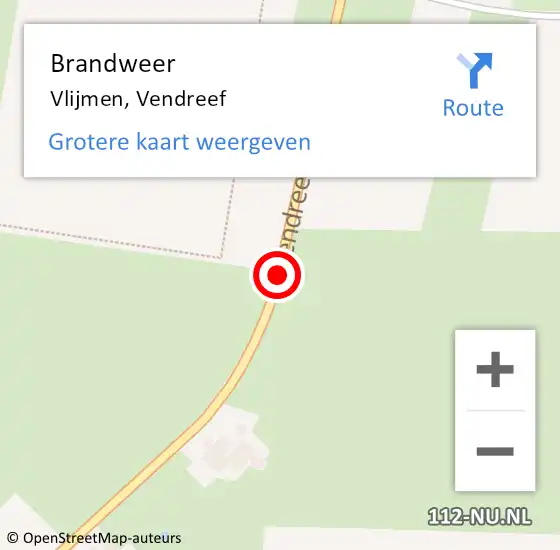 Locatie op kaart van de 112 melding: Brandweer Vlijmen, Vendreef op 11 augustus 2014 20:17