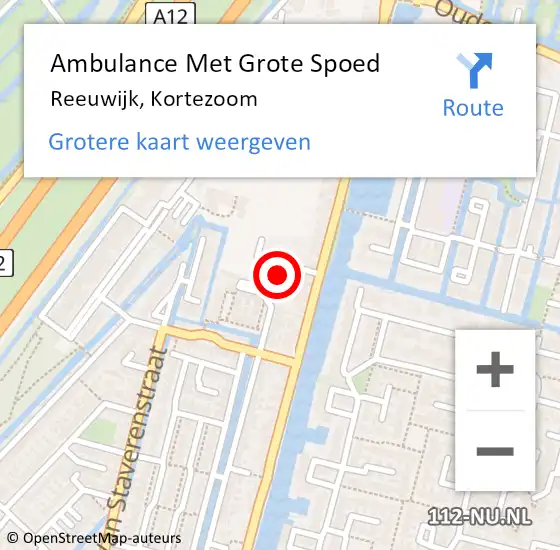 Locatie op kaart van de 112 melding: Ambulance Met Grote Spoed Naar Reeuwijk, Kortezoom op 12 januari 2023 00:17