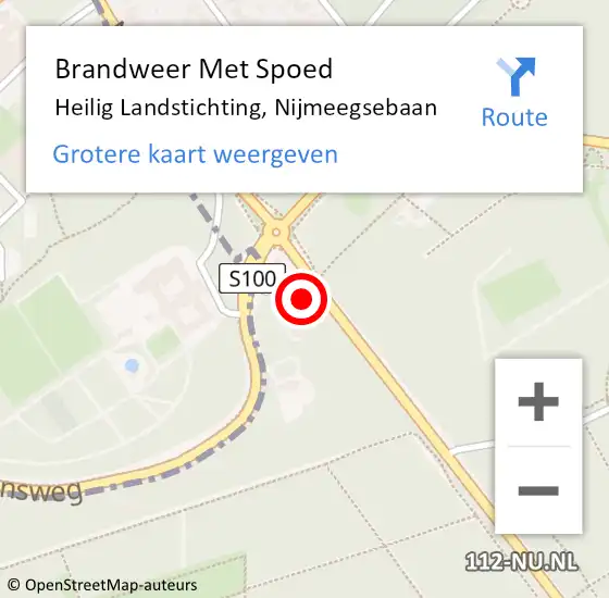 Locatie op kaart van de 112 melding: Brandweer Met Spoed Naar Heilig Landstichting, Nijmeegsebaan op 12 januari 2023 00:34