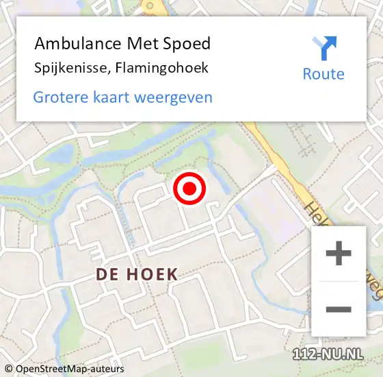 Locatie op kaart van de 112 melding: Ambulance Met Spoed Naar Spijkenisse, Flamingohoek op 12 januari 2023 01:07