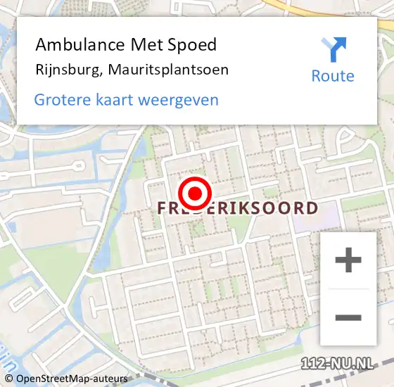 Locatie op kaart van de 112 melding: Ambulance Met Spoed Naar Rijnsburg, Mauritsplantsoen op 12 januari 2023 01:08