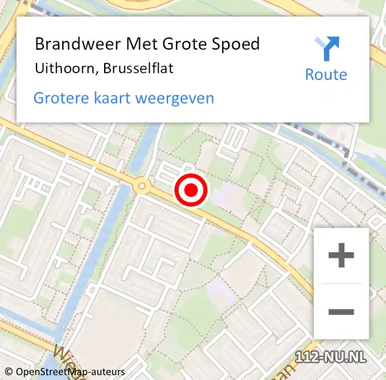 Locatie op kaart van de 112 melding: Brandweer Met Grote Spoed Naar Uithoorn, Brusselflat op 12 januari 2023 01:29