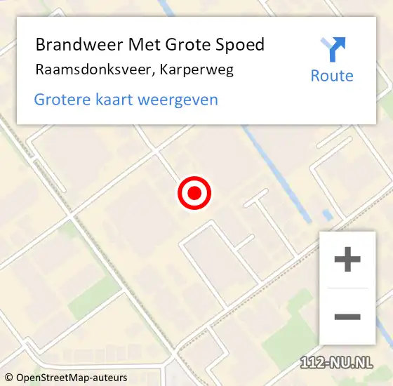 Locatie op kaart van de 112 melding: Brandweer Met Grote Spoed Naar Raamsdonksveer, Karperweg op 12 januari 2023 01:43