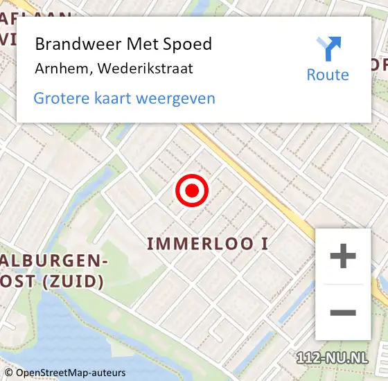 Locatie op kaart van de 112 melding: Brandweer Met Spoed Naar Arnhem, Wederikstraat op 12 januari 2023 01:57