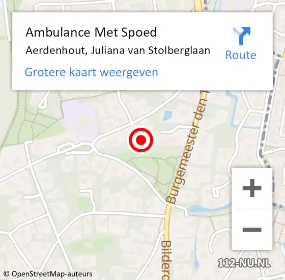 Locatie op kaart van de 112 melding: Ambulance Met Spoed Naar Aerdenhout, Juliana van Stolberglaan op 12 januari 2023 03:17