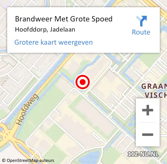 Locatie op kaart van de 112 melding: Brandweer Met Grote Spoed Naar Hoofddorp, Jadelaan op 12 januari 2023 03:22