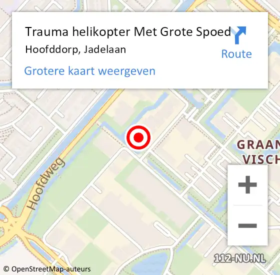 Locatie op kaart van de 112 melding: Trauma helikopter Met Grote Spoed Naar Hoofddorp, Jadelaan op 12 januari 2023 03:23