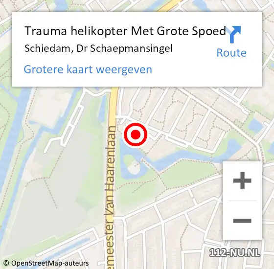 Locatie op kaart van de 112 melding: Trauma helikopter Met Grote Spoed Naar Schiedam, Dr Schaepmansingel op 12 januari 2023 03:47