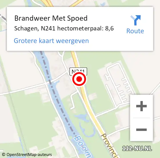 Locatie op kaart van de 112 melding: Brandweer Met Spoed Naar Schagen, N241 hectometerpaal: 8,6 op 12 januari 2023 04:37