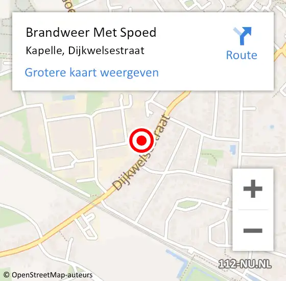 Locatie op kaart van de 112 melding: Brandweer Met Spoed Naar Kapelle, Dijkwelsestraat op 12 januari 2023 04:47