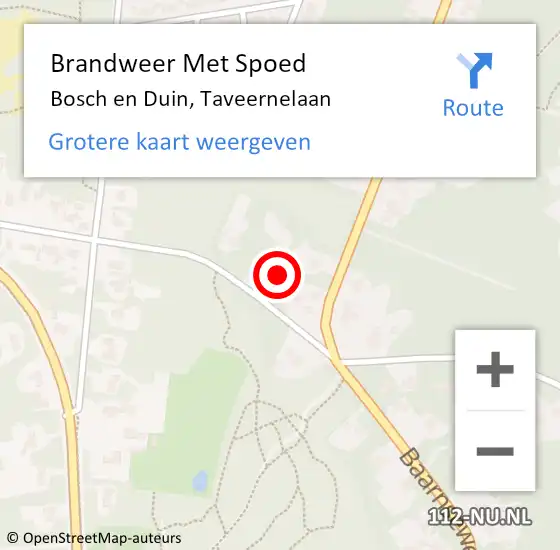 Locatie op kaart van de 112 melding: Brandweer Met Spoed Naar Bosch en Duin, Taveernelaan op 12 januari 2023 07:14