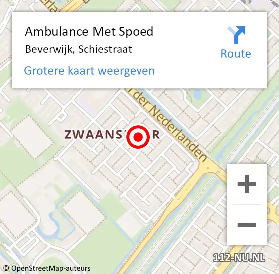 Locatie op kaart van de 112 melding: Ambulance Met Spoed Naar Beverwijk, Schiestraat op 12 januari 2023 07:16