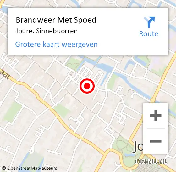 Locatie op kaart van de 112 melding: Brandweer Met Spoed Naar Joure, Sinnebuorren op 12 januari 2023 07:36