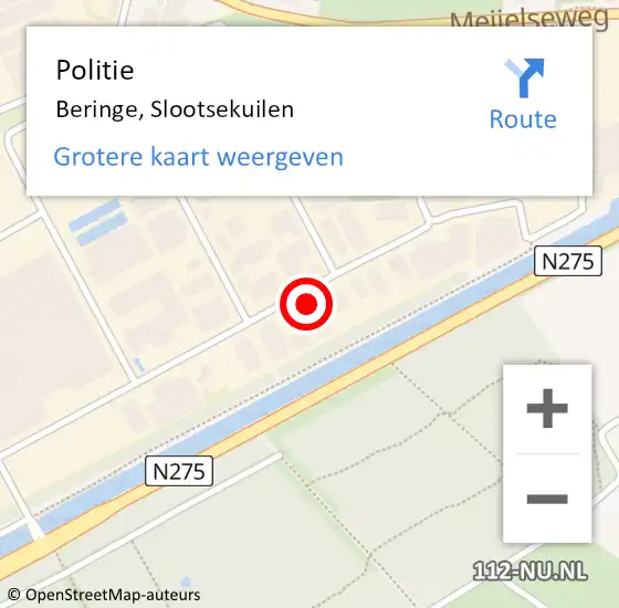 Locatie op kaart van de 112 melding: Politie Beringe, Slootsekuilen op 12 januari 2023 07:48
