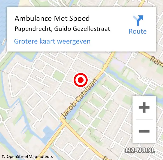 Locatie op kaart van de 112 melding: Ambulance Met Spoed Naar Papendrecht, Guido Gezellestraat op 12 januari 2023 08:18