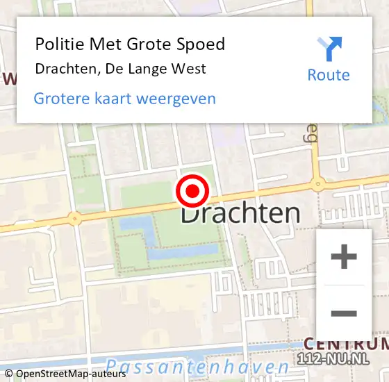 Locatie op kaart van de 112 melding: Politie Met Grote Spoed Naar Drachten, De Lange West op 12 januari 2023 08:21