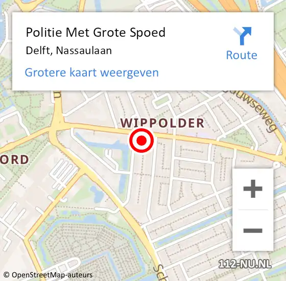 Locatie op kaart van de 112 melding: Politie Met Grote Spoed Naar Delft, Nassaulaan op 12 januari 2023 08:29