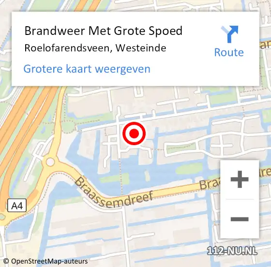 Locatie op kaart van de 112 melding: Brandweer Met Grote Spoed Naar Roelofarendsveen, Westeinde op 11 augustus 2014 20:48