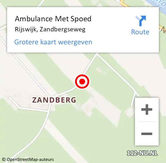 Locatie op kaart van de 112 melding: Ambulance Met Spoed Naar Rijswijk, Zandbergseweg op 12 januari 2023 08:44