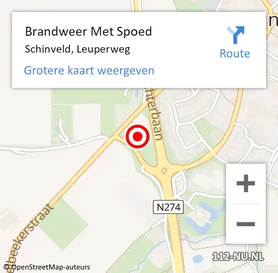 Locatie op kaart van de 112 melding: Brandweer Met Spoed Naar Schinveld, Leuperweg op 12 januari 2023 09:00