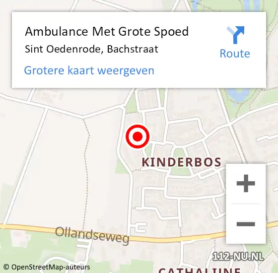 Locatie op kaart van de 112 melding: Ambulance Met Grote Spoed Naar Sint Oedenrode, Bachstraat op 11 augustus 2014 20:54