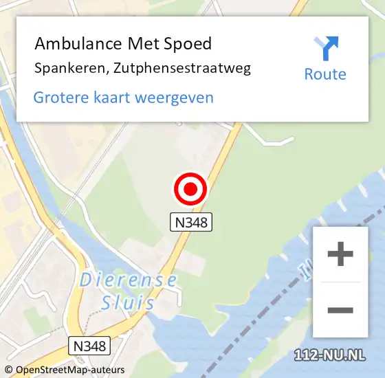 Locatie op kaart van de 112 melding: Ambulance Met Spoed Naar Spankeren, Zutphensestraatweg op 12 januari 2023 09:26