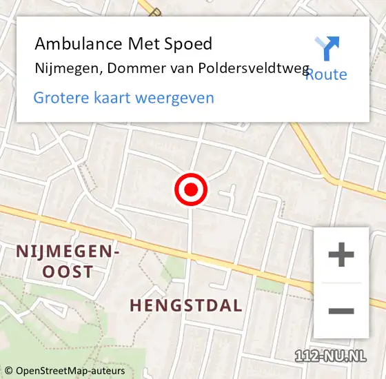 Locatie op kaart van de 112 melding: Ambulance Met Spoed Naar Nijmegen, Dommer van Poldersveldtweg op 12 januari 2023 09:27