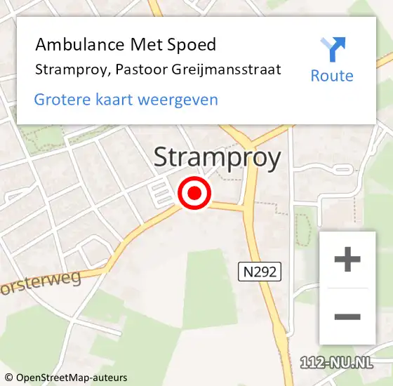 Locatie op kaart van de 112 melding: Ambulance Met Spoed Naar Stramproy, Pastoor Greijmansstraat op 12 januari 2023 10:04