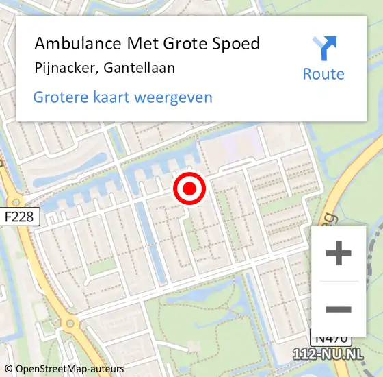 Locatie op kaart van de 112 melding: Ambulance Met Grote Spoed Naar Pijnacker, Gantellaan op 12 januari 2023 10:19