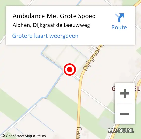 Locatie op kaart van de 112 melding: Ambulance Met Grote Spoed Naar Alphen, Dijkgraaf de Leeuwweg op 12 januari 2023 11:17