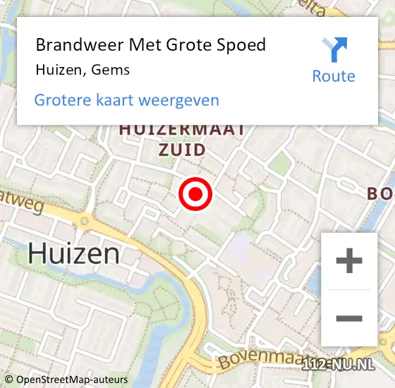 Locatie op kaart van de 112 melding: Brandweer Met Grote Spoed Naar Huizen, Gems op 12 januari 2023 11:51