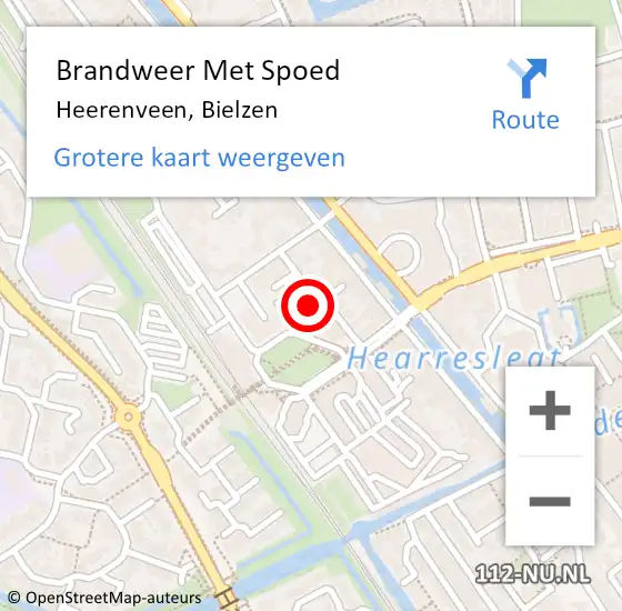 Locatie op kaart van de 112 melding: Brandweer Met Spoed Naar Heerenveen, Bielzen op 12 januari 2023 12:02