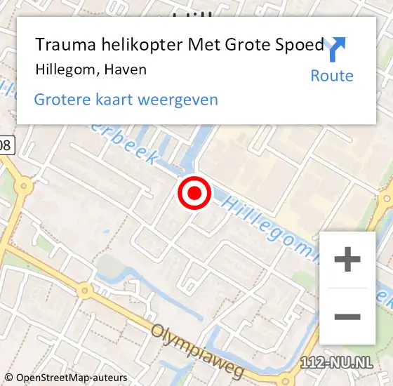 Locatie op kaart van de 112 melding: Trauma helikopter Met Grote Spoed Naar Hillegom, Haven op 12 januari 2023 12:05
