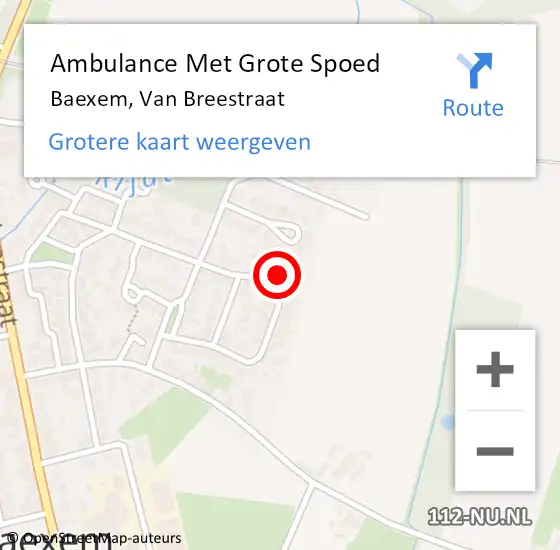 Locatie op kaart van de 112 melding: Ambulance Met Grote Spoed Naar Baexem, Van Breestraat op 11 augustus 2014 21:35