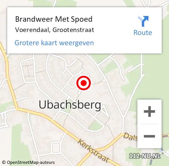 Locatie op kaart van de 112 melding: Brandweer Met Spoed Naar Voerendaal, Grootenstraat op 12 januari 2023 12:41