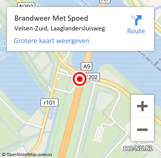 Locatie op kaart van de 112 melding: Brandweer Met Spoed Naar Velsen-Zuid, Laaglandersluisweg op 12 januari 2023 13:20