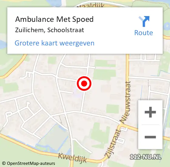 Locatie op kaart van de 112 melding: Ambulance Met Spoed Naar Zuilichem, Schoolstraat op 12 januari 2023 13:25