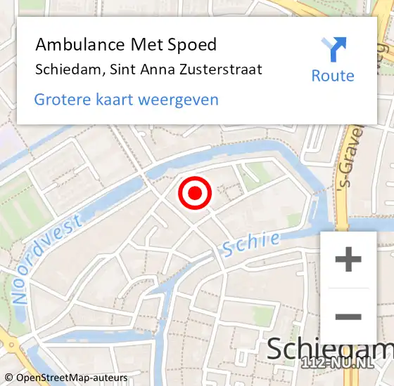 Locatie op kaart van de 112 melding: Ambulance Met Spoed Naar Schiedam, Sint Anna Zusterstraat op 12 januari 2023 13:34