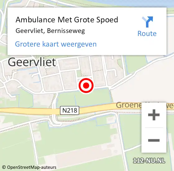 Locatie op kaart van de 112 melding: Ambulance Met Grote Spoed Naar Geervliet, Bernisseweg op 12 januari 2023 13:42