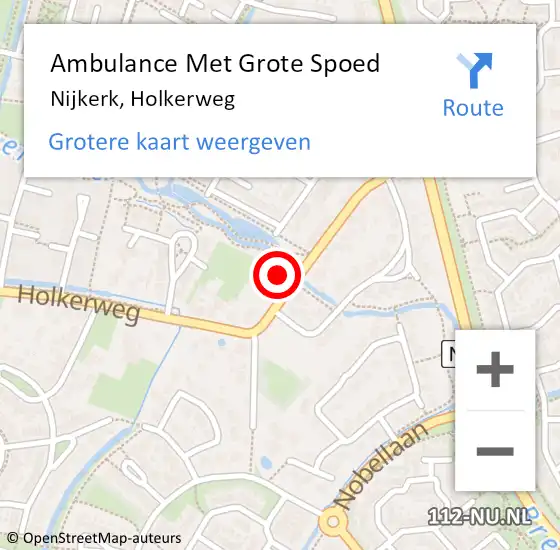 Locatie op kaart van de 112 melding: Ambulance Met Grote Spoed Naar Nijkerk, Holkerweg op 12 januari 2023 13:42