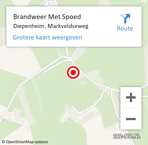 Locatie op kaart van de 112 melding: Brandweer Met Spoed Naar Diepenheim, Markveldseweg op 12 januari 2023 13:54