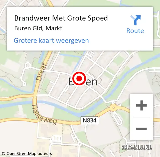 Locatie op kaart van de 112 melding: Brandweer Met Grote Spoed Naar Buren Gld, Markt op 11 oktober 2013 10:25