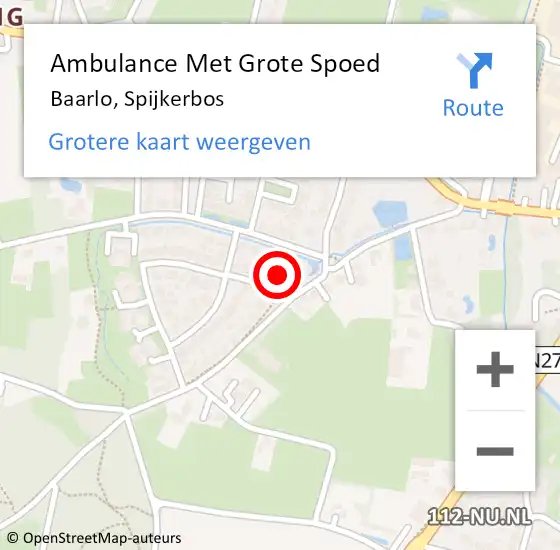 Locatie op kaart van de 112 melding: Ambulance Met Grote Spoed Naar Baarlo, Spijkerbos op 11 augustus 2014 22:01