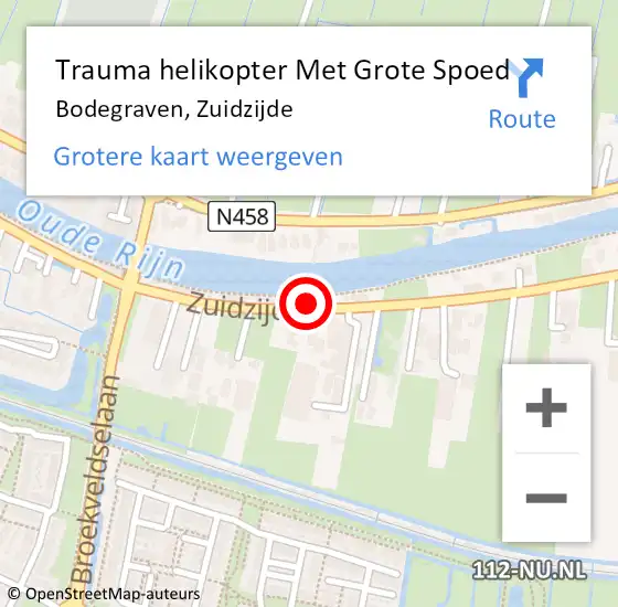 Locatie op kaart van de 112 melding: Trauma helikopter Met Grote Spoed Naar Bodegraven, Zuidzijde op 12 januari 2023 14:53