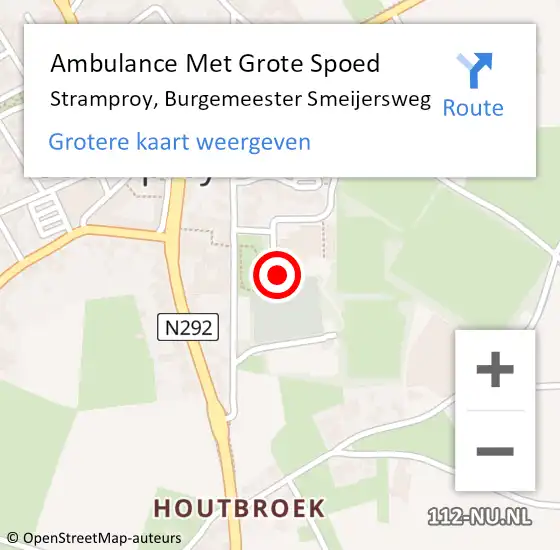 Locatie op kaart van de 112 melding: Ambulance Met Grote Spoed Naar Stramproy, Burgemeester Smeijersweg op 12 januari 2023 14:53