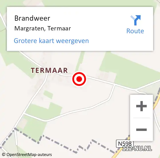 Locatie op kaart van de 112 melding: Brandweer Margraten, Termaar op 11 augustus 2014 22:06