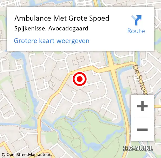 Locatie op kaart van de 112 melding: Ambulance Met Grote Spoed Naar Spijkenisse, Avocadogaard op 12 januari 2023 14:59