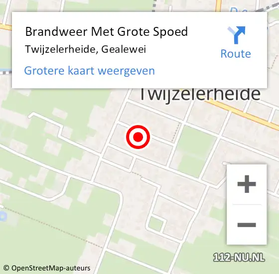 Locatie op kaart van de 112 melding: Brandweer Met Grote Spoed Naar Twijzelerheide, Gealewei op 12 januari 2023 15:03