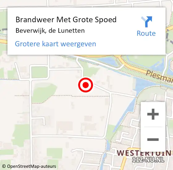 Locatie op kaart van de 112 melding: Brandweer Met Grote Spoed Naar Beverwijk, de Lunetten op 12 januari 2023 15:08