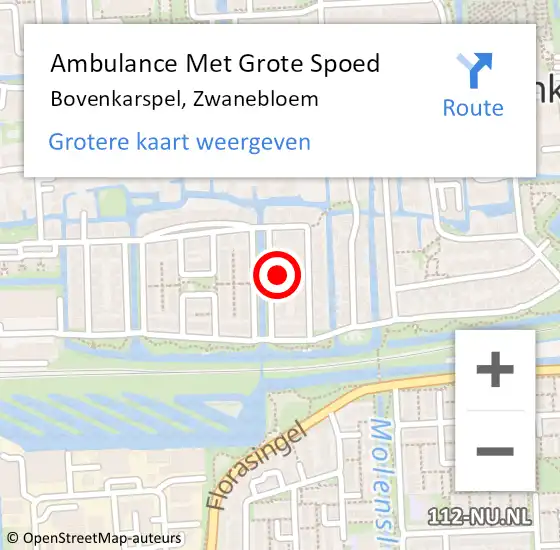 Locatie op kaart van de 112 melding: Ambulance Met Grote Spoed Naar Bovenkarspel, Zwanebloem op 12 januari 2023 15:18